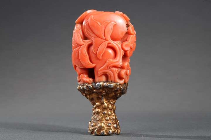 For double gour shaped Chinese coral
